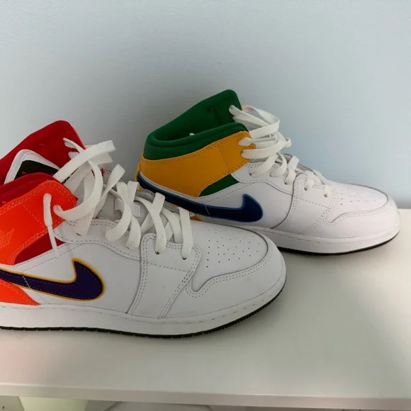 Jordan White Red High-Top Sneakers - Picture 1 of 10